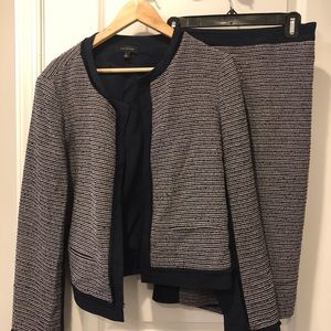 Ann Taylor navy tweed skirt suit